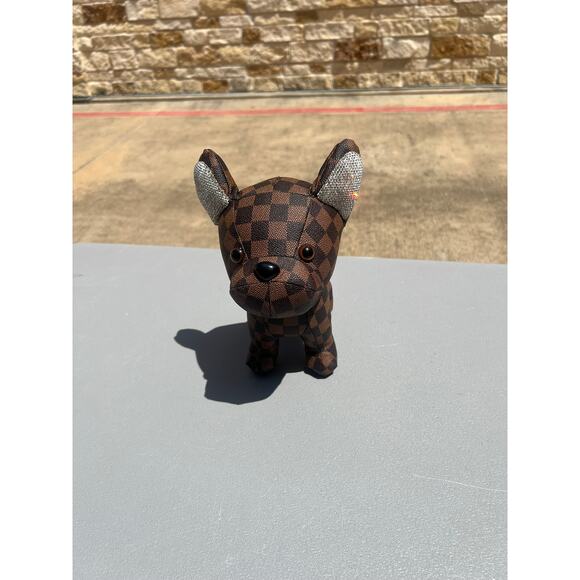 Luxury Designer Daimer Brown Checkered Rhinestone Dog‎ Decor - Picture 1 of 2